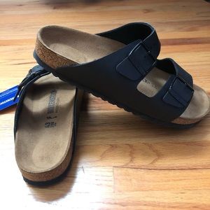 Black leather Birkenstock’s